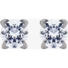 9ct White Gold 3mm Round Cubic Zirconia Stud Earrings 5586329