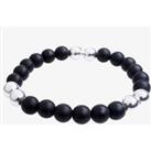 Topaz Silver and Black Beads Elasticated Bracelet BL-1058