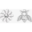 Sterling Silver Bee and Flower Stud Earrings 8.55.8649