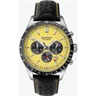 Sekonda Mens Chronograph Watch with Yellow Dial and Black Leather Strap 3378