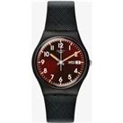 Swatch Unisex Sir Red Brown Dial Black Rubber Strap Watch GB753