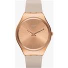 Swatch Skinrosee Rose Gold Plated Matte Rubber Strap Watch SYXG101