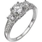 The Love Silver Collection Sterling Silver White Cubic Zirconia Trilogy Dress Ring
