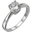 The Love Silver Collection Sterling Silver White Cubic Zirconia Solitaire Dress Ring