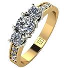 Moissanite Lady Lynsey 9Ct Gold 1Ct Total Round Brilliant Moissanite Trilogy Ring With Stone Set Shoulders