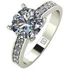 Moissanite Lady Lynsey 9Ct Gold 2.25Ct Total Round Brilliant Moissanite Solitaire Ring With Stone Set Shoulders