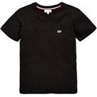 Lacoste Kids Boys T-Shirt in Black - 100% Cotton with Crew Neck - 10Y
