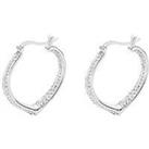 The Love Silver Collection Sterling Silver Double Crystal Set Heart Shaped Creole Earrings