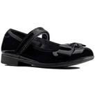 Clarks Kid Scala Tap Patent Bow School Shoes - Black