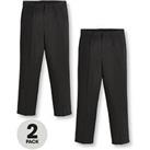 V By Very Boys Regular Leg School Trousers (2 Pack)  Black