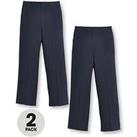 Everyday Boys 2 Pack Pull On School Trousers - Navy