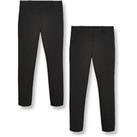 V By Very Girls 2 Pack Skinny Fit School Trousers  Black