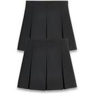 Everyday Girls 2 Pack Classic Pleated Water-Repellent School Skirts - Black