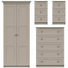 Reid 4 Piece Ready Assembled Package  2 Door Wardrobe, 5 Drawer Chest And 2 Bedside Cabinets