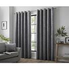 Curtina Luxury "Kendal" Geometric Print Fully Lined Eyelet Curtains Natural