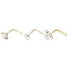 Love Gold 9Ct Gold Cubic Zirconia Three Pack Nose Studs