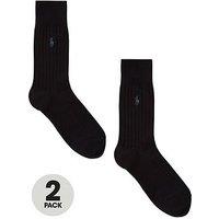 Men's Polo Ralph Lauren 2-Pack Egyptian Cotton Ribbed Socks, Black