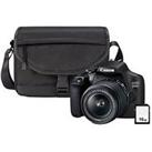 Canon Eos 2000D Dslr Camera + EfS 1855Mm Is Lens + Sb130 Shoulder Bag + 16Gb Memory Card Kit  Black
