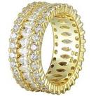 The Love Silver Collection 18Ct Gold Plated Sterling Silver Black & White Cubic Zirconia Eternity Ring