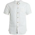 Weird Fish Westray Short Sleeve Linen Rich Shirt Marshmallow Size 2XL