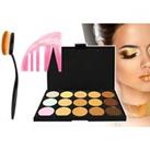 Makeup Contouring Set - Body Contour Stencil, 15pc Contour Palette & Oval Foundation Brush!