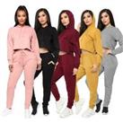 Womens Hooded Cropped Two Piece Sports Set - 5 Colours