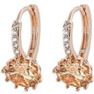 Gold Tone Huggies Amber CZ Earrings