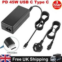USB-C 45W 5V3A 9V3A 12V3A 15V3A 20V2.25A Universal Laptop AC Adapter Charger UK