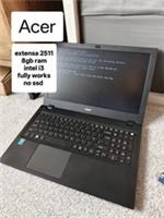Acer Extensa 2511 - i3-5005U - 8GB Ram - No Storage