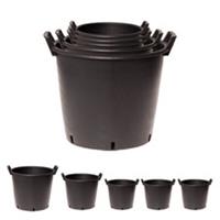 Plastic Planters, Nest of 5 Heavy Duty Garden Pots, 30-50L Outdoor Containers