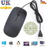 Wired USB Optical Mouse For Pc Acer Laptop Computer Scroll Wheel Black Mice UK