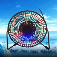 Small Mute Usb Fans DC 5V Real Clock Temperature Date Adjustable 6INCH Iron Art Desk Car Mini USB