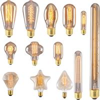 2PCS Edison Bulb E27 40W 60W 220V 110V ST64 T45 BT53 A60 G80 G95 G125 Filament Incandescent Light Ampoule Vintage Lamp For Decor