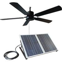 52 Inch Black Outdoor Solar Wooden Ceiling Fan 40W Solar Panel For Porch Patio Gazebo Breezeway Pergola Shelter