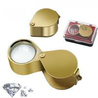 30X Portable Mini Magnifying Glass Folding Jewllery Loupe Pocket Size Lovely Jewllery Magnifier Glass Magnification Metal Golden