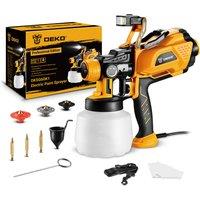 DEKO 1200ml HVLP Spray Gun with LED light High Power Electric Paint Sprayer,3 Nozzle & Large capacity Easy Spraying