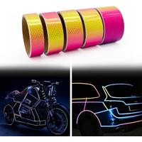 VOOFENG Reflective Car Sticker Rainbow Prismatic PVC Reflective Tape Multi-Size Self-Adhesive Reflector for Road Safety