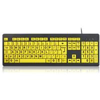 For Students Learn Old Man Style Usb Wired Keyboard With Large Yellow Letters 104 Keys Full Size