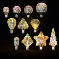 3D Colorful Decoration LED Bulb E27 Retro Lamp Vintage Edison LED Light Bulb ST64 A60 G80 G95 G125 Heart Christmas Night Light