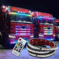 Led 24V Truck Light Strips RGB Flexible Colorful Atmosphere Lamp Light Warning Light Strip Streamer Lamp DRL 1M 1.5M 2M Remote