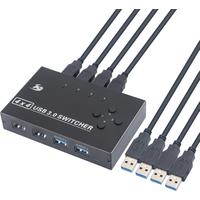 KCEVE USB 3.0 Switch Selector 4 Port,KVM Switcher 4 Computers Sharing 4 USB Devices,USB Peripheral