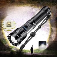 2000000LM XHP200 Bright LED Flashlight with COB Work Light 5000mAH Type-C Usb Rechargeable Tactical Flashlight XHP50 Zoom Torch