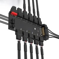 JEYI ARGB PWM 5 Way Fan Hub, Addressable 12V 4Pin PWM & 5V 3Pin ARGB 2-in-1 Hub, RGB Fan, RGB Strip Splitter