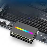 JEYI ATX 24Pin 90 RGB Adapter, 18 Light Modes Female to 24Pin Male 90 Degree Motherboard Power