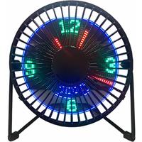 Usb Fans Clock Temperature Adjustable Portable Mute Silent Fan Car Desk 4 Inch Iron Art Fans Novel