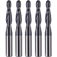 Dreanique 5pcs/Lot 4 6mm Shank 2 Flutes Tungsten Solid Carbide Taper Ball Nose CNC Engraving Cutter