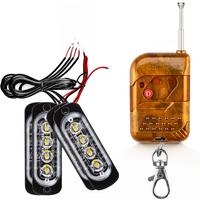 16LED 4 In 1 Car Strobe Lights 18 Modes Wireless Remote Control Ultra-thin White Daytime Running Warning Lights for 12/24V Truck