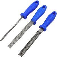 3Piece Coarse Toothed Metal File Wood Rasp Woodworking Steel Rasp Round Flat Half-Round File Woodworking Carving Hand File Tool
