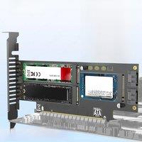 JEYI NVMe NGFF and mSATA SSD PCIe 4.0/3.0 Adapter Card, 3 in 1 M.2 NVME to PCIE/M.2 SATA SSD to SATA III/mSATA to SATA Converter