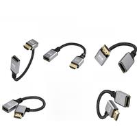 4K UHD V2.0 HDMI Cable 90 Degree Up/Down/Left/Right Angled HD To HD Male To Female Short Nylon Braided Cord for Camcorder HDTV